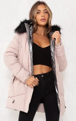 Coupon ???? Boutique Store Beige Quilted Hooded Puffer Parka Jacket ⌛