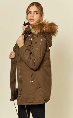 Cheap ❤️ LOES House Eyelet Faux Fur Parka In Khaki ???? -De La Creme Fashions Shop unnamed file 456