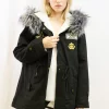 Deals ???? CY Boutique Parka ???? Coat With Faux Fur Trim Hood And Patches In Grey/Black ????