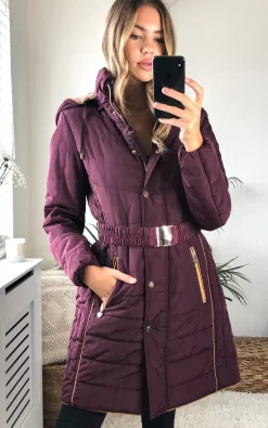 Buy ???? Anastasia Fashions Burgandy Hooded Belted Padded Jacket Parka ???? -De La Creme Fashions Shop unnamed file 474