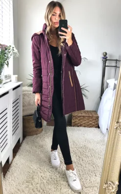 Buy ???? Anastasia Fashions Burgandy Hooded Belted Padded Jacket Parka ???? -De La Creme Fashions Shop unnamed file 475