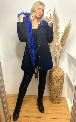 New ⭐ CY Boutique Oversized Parka ???? Coat With Faux Fur Trim Hood In Blue/Black ???? -De La Creme Fashions Shop unnamed file 479