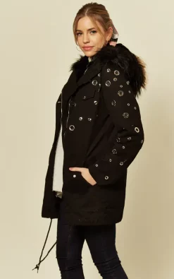 New ???? LOES House Eyelet Faux Fur Parka In Black ⭐ -De La Creme Fashions Shop unnamed file 482