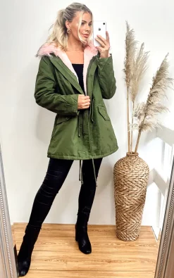 Cheap ???? CY Boutique Oversized Parka ???? Coat With Faux Fur Trim Hood In Green/Pink ???? -De La Creme Fashions Shop unnamed file 491