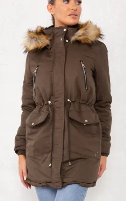 Deals ???? Boutique Store Khaki Drawstring Waist Faux Fur Hooded Parka Jacket ???? -De La Creme Fashions Shop unnamed file 527