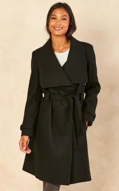 Discount ⭐ Anastasia Fashions Anastasia Wool Large Collar Belted Winter ???? Coat In Black ❤️