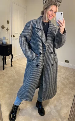 Wholesale ✔️ Kit And Kaboodal Bristol Stripe ???? Coat Black ????