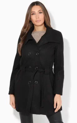 Wholesale ✨ KRISP Belted Double Breasted Black Winter ???? Coat ????
