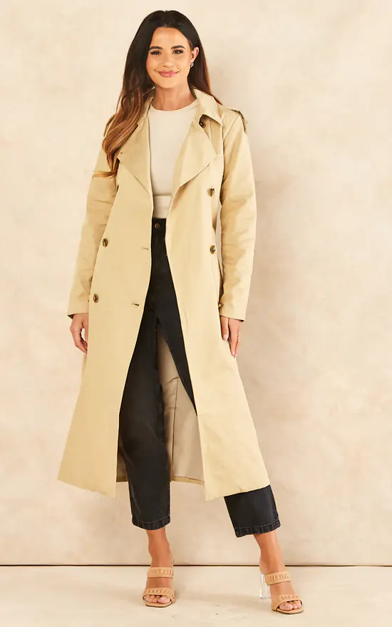 Budget ???? Object Double Breasted Trench ???? Coat In Beige ⭐ 4 Budget ???? Object Double Breasted Trench ???? Coat In Beige ⭐ - Image 2
