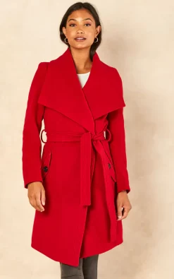 Coupon ???? Anastasia Fashions Red Belted Wrap Wool Winter ???? Coat ????