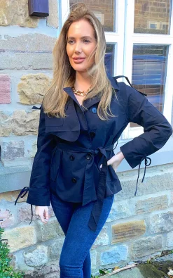 Cheap ???? So Sass Short Trench ???? Coat Black ❤️