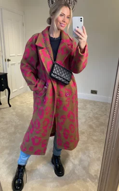 Promo ???? Kit And Kaboodal Bristol Animal Print ???? Coat Pink ????