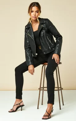 Best Sale ???? Noisy May Leather Look Biker Jacket In Black ????
