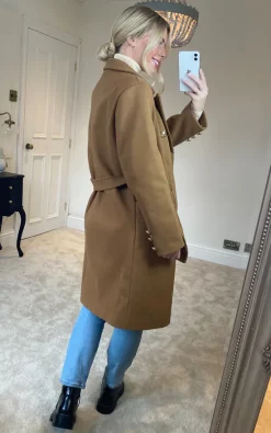 Best Sale ???? KURT MULLER Camel Brown Gold Button Belted Trench ???? Coat ⌛ -De La Creme Fashions Shop unnamed file 643