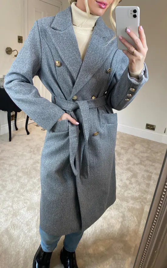 Best Sale ???? KURT MULLER Grey Gold Button Belted Trench ???? Coat ???? 4 Best Sale ???? KURT MULLER Grey Gold Button Belted Trench ???? Coat ???? - Image 2