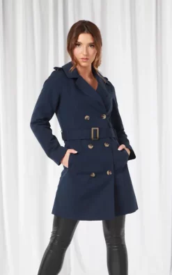 Best Sale ???? Double Second Navy Fitted Trench ???? Coat ????