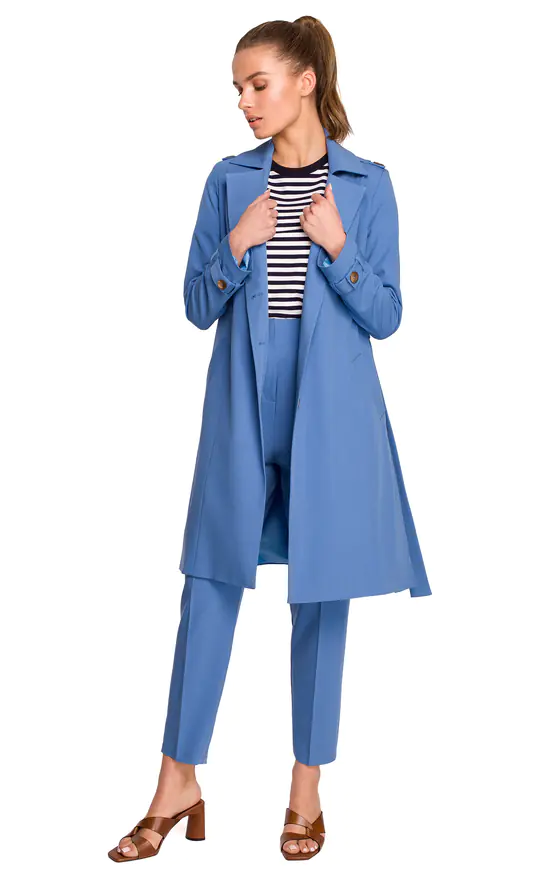 Cheap ✔️ MOE Trench ???? Coat With A Tie Belt In Blue ???? 4 Cheap ✔️ MOE Trench ???? Coat With A Tie Belt In Blue ???? - Image 2