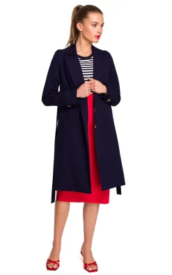 Deals ???? MOE Trench ???? Coat With A Tie Belt In Navy Blue ???? -De La Creme Fashions Shop unnamed file 666