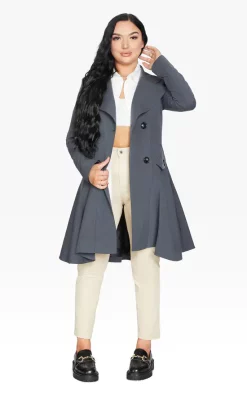 Deals ???? De La Creme Fashions Spring/Summer Fit And Flare Skater ???? Coat (Grey) ⌛