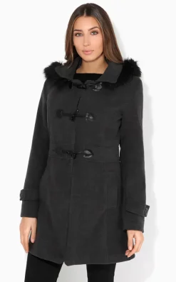 Best Pirce ???? KRISP Hooded Rockabilly Charcoal Duffle ???? Coat ????