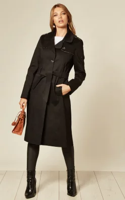 Budget ⌛ De La Creme Fashions Ruby Black Military Duster Trench ???? Coat ????