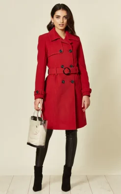 Flash Sale ???? De La Creme Fashions Piper Red Wool Blend Trench ???? Coat ❤️