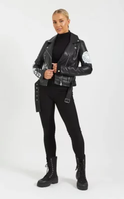 Coupon ???? Pretty Moi Black Graffiti Leather Biker Jacket ???? -De La Creme Fashions Shop unnamed file 70