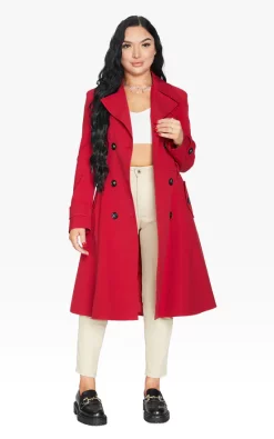 Best deal ???? De La Creme Fashions Spring/Summer Double Breasted Trench Mac ???? Coat (Red) ❤️