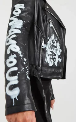 Coupon ???? Pretty Moi Black Graffiti Leather Biker Jacket ???? -De La Creme Fashions Shop unnamed file 71