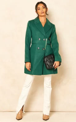 Budget ???? Yumi Military ???? Coat With Zip Detail In Green ⌛