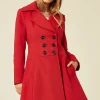 Budget ⌛ De La Creme Fashions Kirsty Red Double Breasted A Line Slim Fit ???? Coat ???? -De La Creme Fashions Shop unnamed file 725
