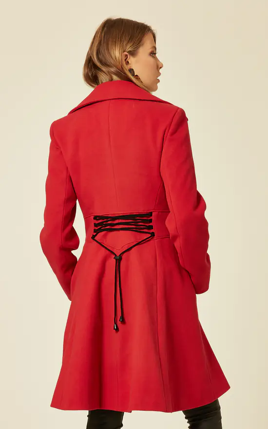 Budget ⌛ De La Creme Fashions Kirsty Red Double Breasted A Line Slim Fit ???? Coat ???? 5 Budget ⌛ De La Creme Fashions Kirsty Red Double Breasted A Line Slim Fit ???? Coat ???? - Image 3