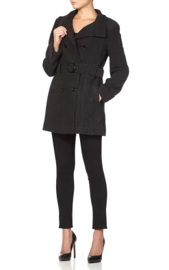 Best Sale ???? De La Creme Fashions Hannah Grey Military Style Wool Belted ???? Coat ❤️