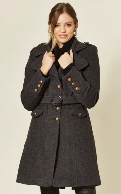 Flash Sale ⭐ De La Creme Fashions Naomi Grey High Neck Belted ???? Coat ✔️