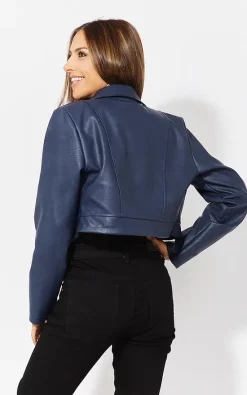 Outlet ???? KRISP Cropped Navy Pu Biker Jacket ???? -De La Creme Fashions Shop unnamed file 75