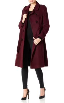 Hot Sale ???? De La Creme Fashions Natasha Wine Military Trench ???? Coat ✨
