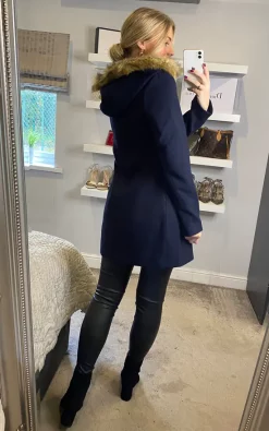Best reviews of ❤️ Yumi Duffle ???? Coat With Fur Trim In Navy ✔️ -De La Creme Fashions Shop unnamed file 759
