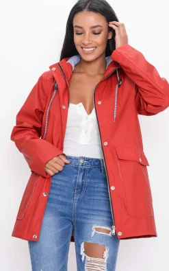 Cheap ???? LILY LULU FASHION Waterproof Hooded Rain Mac In Red ⌛ -De La Creme Fashions Shop unnamed file 770
