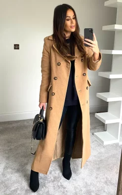 Buy ???? Anastasia Fashions Double Breasted ???? Coat In Camel Wool & Cashmere Blend ✔️