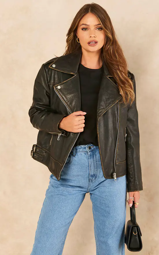 Wholesale ⌛ BARNEYS ORIGINALS Washed Oversized Biker Jacket ???? 6 Wholesale ⌛ BARNEYS ORIGINALS Washed Oversized Biker Jacket ???? - Image 4