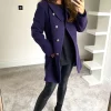 Best Pirce ???? Anastasia Fashions Purple Asymmetric Winter ???? Coat With Large Collar ????