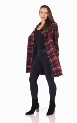 Budget ???? De La Creme Fashions Kimberley Red Tartan Check Double Breasted ???? Coat ????