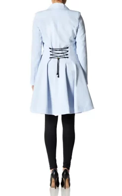 Wholesale ✔️ De La Creme Fashions Vanessa Light Blue ???? Dogtooth Trim Fit And Flare Mac ⌛ -De La Creme Fashions Shop unnamed file 822