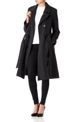 Hot Sale ???? De La Creme Fashions Natasha Grey Military Trench ???? Coat ????