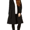 Coupon ⌛ De La Creme Fashions Amber Black Double Breasted Trench ???? Coat ????