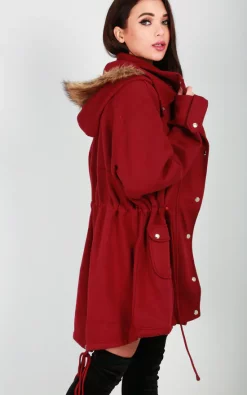 Deals ???? Oops Fashion Faux Fur Hooded Jacket In Wine ???? -De La Creme Fashions Shop unnamed file 835