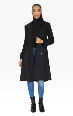Outlet ⌛ De La Creme Fashions Double Breasted Trench Mac ???? Coat In Black ⌛