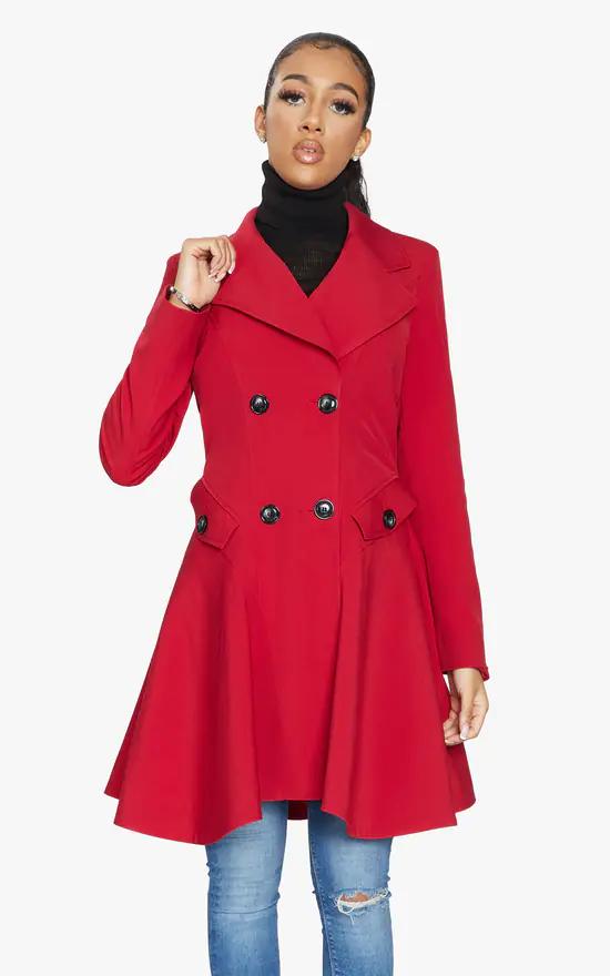 Best deal ???? De La Creme Fashions Spring/Summer Fit And Flare Skater ???? Coat (Red) ✨ 4 Best deal ???? De La Creme Fashions Spring/Summer Fit And Flare Skater ???? Coat (Red) ✨ - Image 2