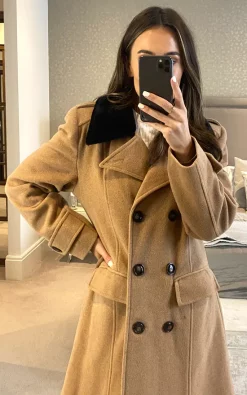 Budget ???? Anastasia Fashions Anastasia Camel Double Breasted Military ???? Coat With Faux Fur Collar ❤️ -De La Creme Fashions Shop unnamed file 872