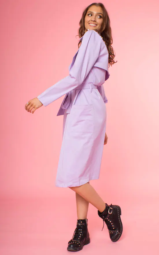 Cheapest ???? Ettie Lilac Trench ???? Coat With Pearl Embellishments ???? 4 Cheapest ???? Ettie Lilac Trench ???? Coat With Pearl Embellishments ???? - Image 2